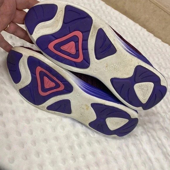 Vionic Adley Pink Purple Lace Up Fabric Athletic Shoes - Picture 8 of 12